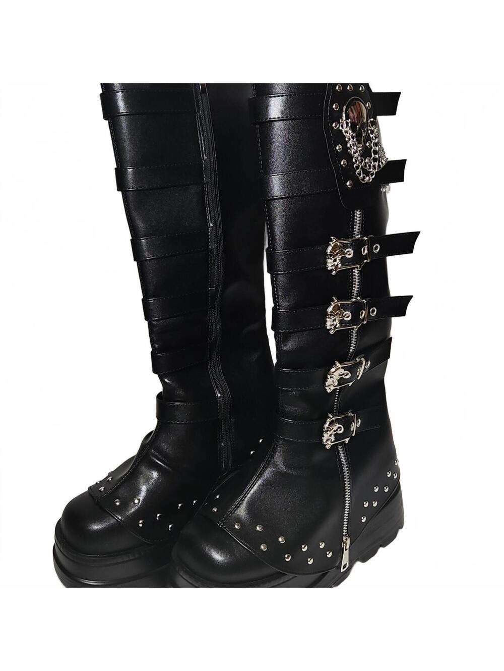 VD - Black Gothic Knee-High Boots | 39 - Picture 1 of 4